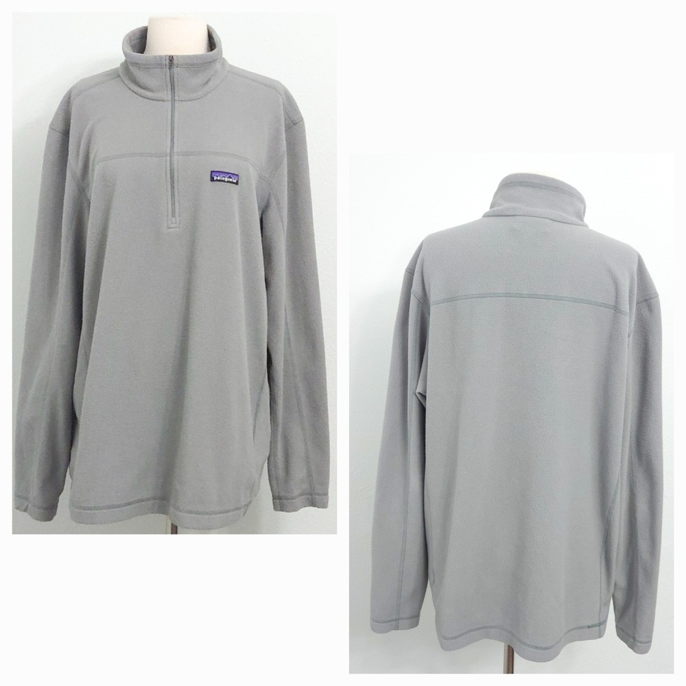 Patagonia Gray Fleece Micro D 1/4 Zip Pullover Sweater- Men's XL - Picture 5 of 7